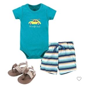 NWT Hudson Baby 3 Pc Beetle Surfer Dude Short Set ~9-12M